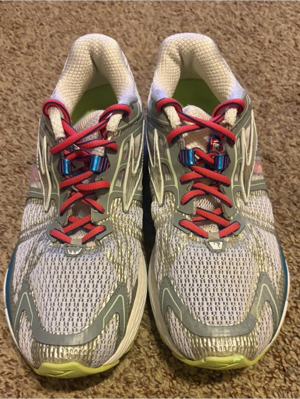 Women’s Brooks Ravenna 6 Running Shoes in Gray, Red and Lime size 10